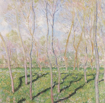 Baeume im Winter Blick auf Bennecourt von Claude Monet als Kunstdruck auf Leinwand