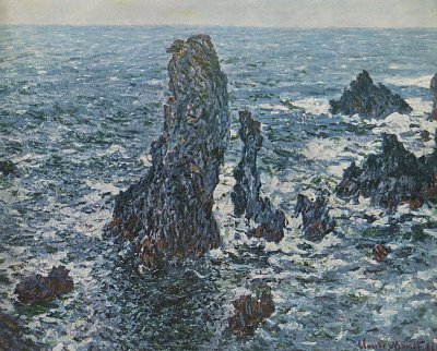 Felsen auf der Belle Ille die Nadeln von Port Coton von Claude Monet als Kunstdruck auf Leinwand