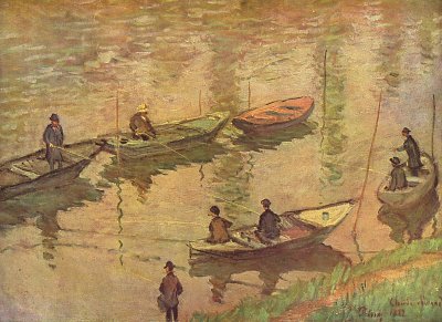 Fischer auf der Seine bei Poissy von Claude Monet als Kunstdruck auf Leinwand