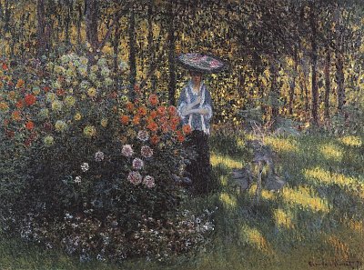 Frau mit Sonnenschirm im Garten von Argenteuil von Claude Monet als Kunstdruck auf Leinwand