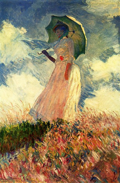 Frau mit Sonnenschirm von Claude Monet als Kunstdruck auf Leinwand