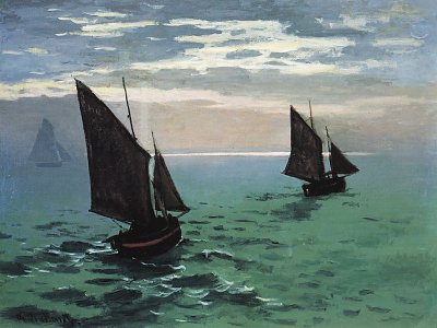 Le Havre Ausfahrt der Fischerboote aus dem Hafen von Claude Monet als Kunstdruck auf Leinwand