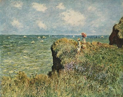 Spaziergang auf den Klippen von Claude Monet als Kunstdruck auf Leinwand