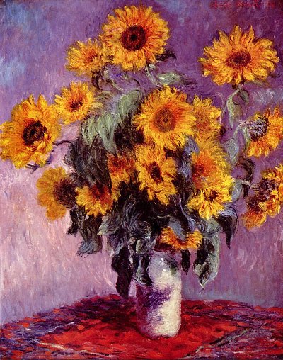 Stillleben mit Sonnenblumen von Claude Monet als Kunstdruck auf Leinwand