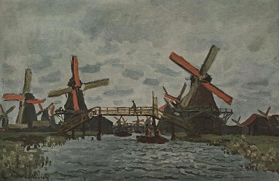 Windmuehlen bei Zaandam von Claude Monet als Kunstdruck auf Leinwand