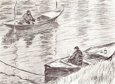 Zwei Fischer von Claude Monet als Kunstdruck auf Leinwand