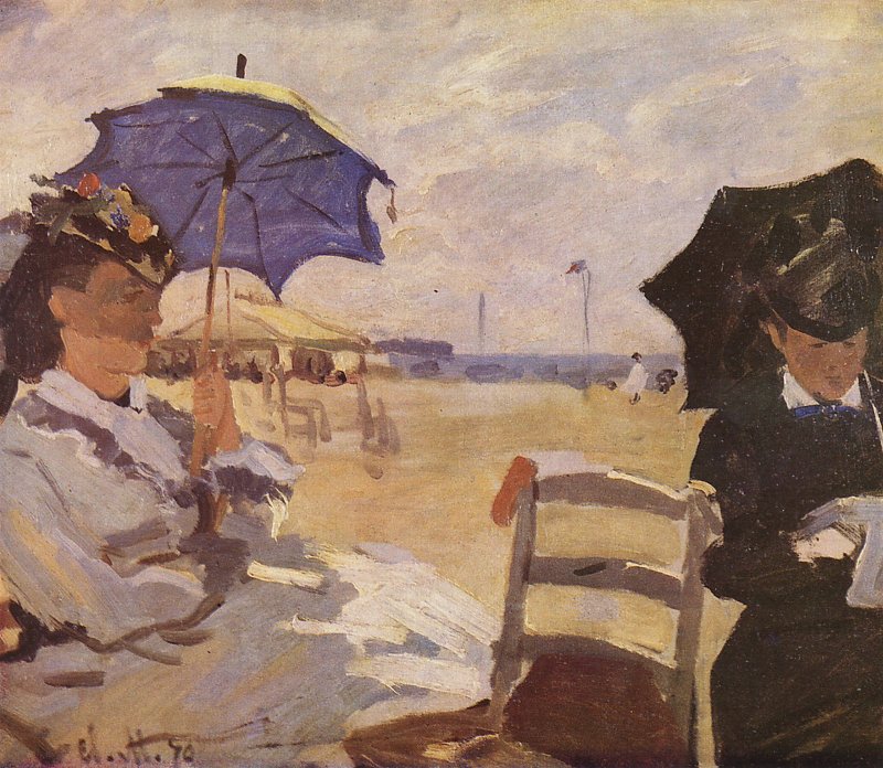 am Strand von Trouville von Claude Monet als Leinwandbild