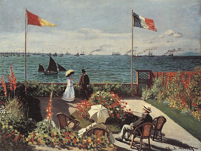 die Terrasse am Meeresufer Sainte Adresse von Claude Monet als Kunstdruck auf Leinwand
