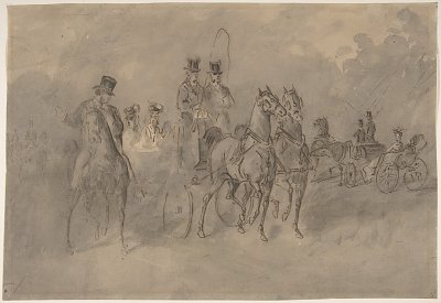 Driving in the Bois de Boulogne von Constantin Guys als Kunstdruck auf Leinwand