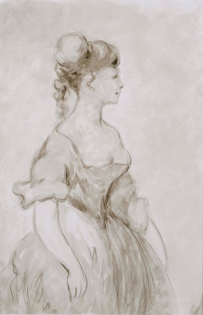 Lady in crinoline von Constantin Guys als Kunstdruck auf Leinwand