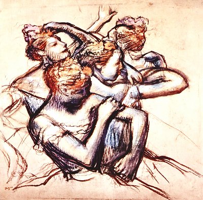 Ballettaenzerinnen in Halbfigur von Edgar Degas als Kunstdruck auf Leinwand