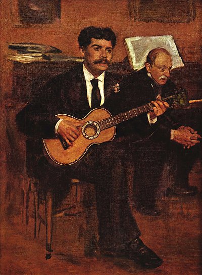 Der Gitarrist Pagans und Monsieur Degas von Edgar Degas als Kunstdruck auf Leinwand