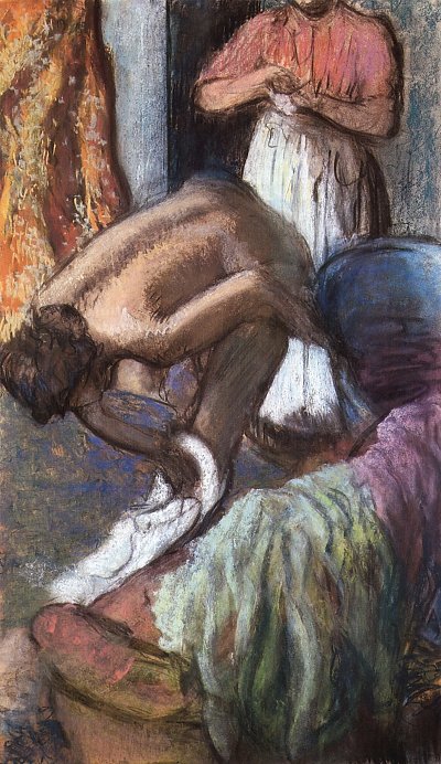 Die Staerkung nach dem Bade von Edgar Degas als Kunstdruck auf Leinwand