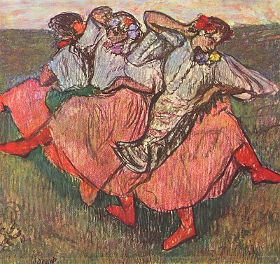 Drei russische Taenzerinnen 1 von Edgar Degas als Kunstdruck auf Leinwand