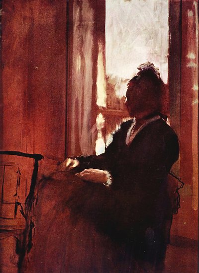 Frau am Fenster von Edgar Degas als Kunstdruck auf Leinwand