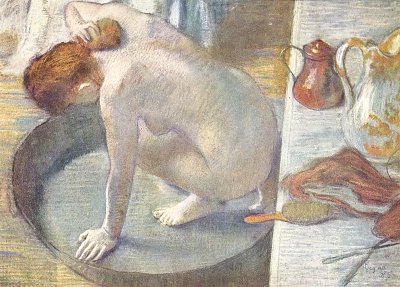 Frau im Zuber sich den Ruecken waschend von Edgar Degas als Kunstdruck auf Leinwand