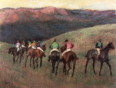 Jockeys beim Training von Edgar Degas als Kunstdruck auf Leinwand