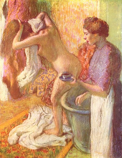 Nach dem Bade 1 von Edgar Degas als Kunstdruck auf Leinwand
