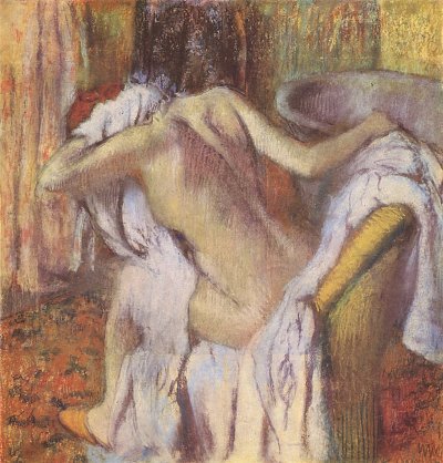 Nach dem Bade sich abtrocknende Frau von Edgar Degas als Kunstdruck auf Leinwand