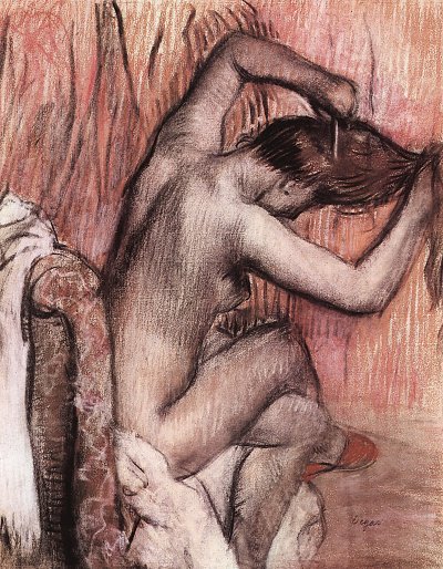 Sitzender Akt beim Kaemmen von Edgar Degas als Kunstdruck auf Leinwand