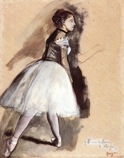 Taenzerin in Schrittstellung 1 von Edgar Degas als Kunstdruck auf Leinwand