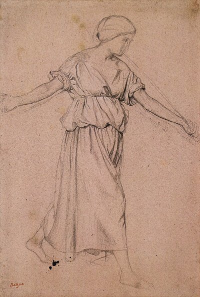 Trompetenblasender Engel im Profil von Edgar Degas als Kunstdruck auf Leinwand