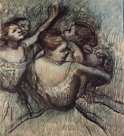 Vier Taenzerinnen in Halbfigur von Edgar Degas als Kunstdruck auf Leinwand