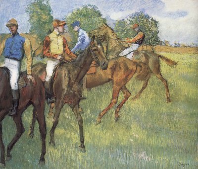 Vor dem Rennen von Edgar Degas als Kunstdruck auf Leinwand