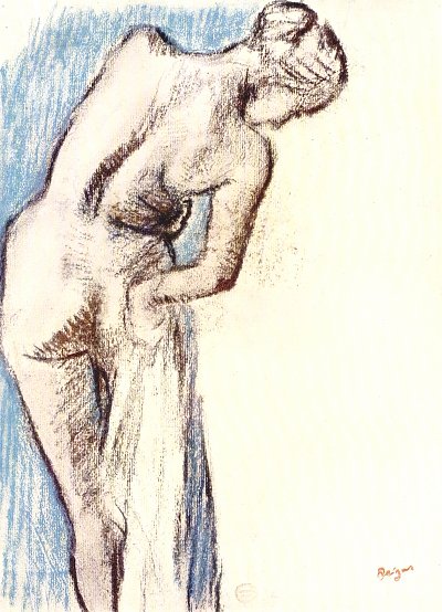 Weiblicher Akt nach dem Bade von Edgar Degas als Kunstdruck auf Leinwand