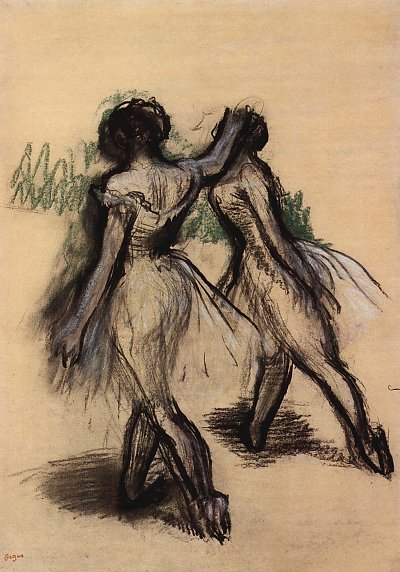 Zwei Taenzerinnen 2 von Edgar Degas als Kunstdruck auf Leinwand