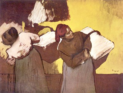 Zwei Waschfrauen von Edgar Degas als Kunstdruck auf Leinwand