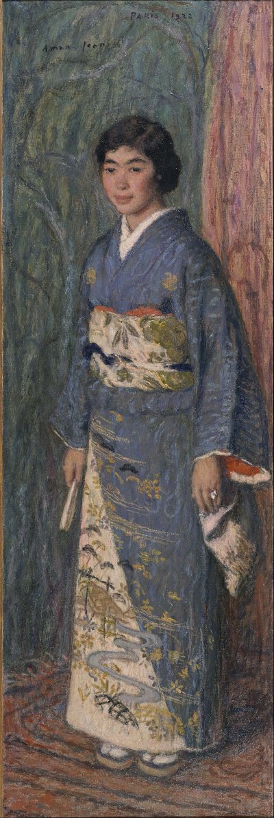 Portrait of a Japanese Woman Mrs. Kuroki von Edmond Aman Jean als Kunstdruck auf Leinwand