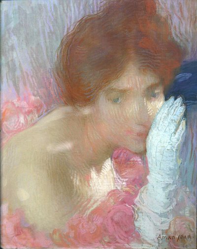 Woman with glove von Edmond Aman Jean als Kunstdruck auf Leinwand