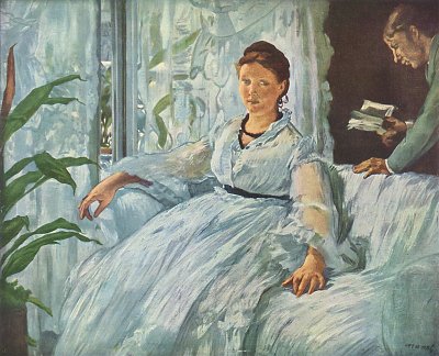 Beim Lesen von Edouard Manet als Kunstdruck auf Leinwand