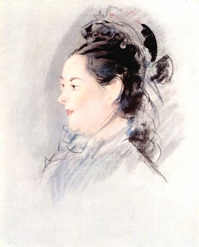 Dame mit Haeubchen von Edouard Manet als Kunstdruck auf Leinwand