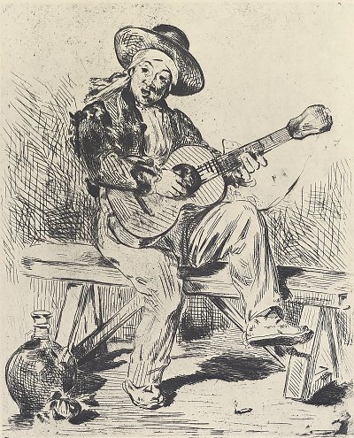 Der Gitarrenspieler von Edouard Manet als Kunstdruck auf Leinwand