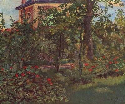Eine Ecke im Garten von Bellevue von Edouard Manet als Kunstdruck auf Leinwand