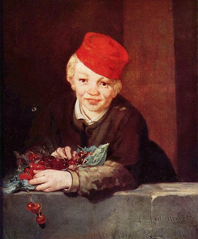 Knabe mit Kirschen von Edouard Manet als Kunstdruck auf Leinwand