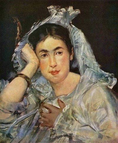Portraet der Marguerite de Conflans mit der Kaputze von Edouard Manet als Kunstdruck auf Leinwand