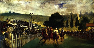 Rennen in Longchamp von Edouard Manet als Kunstdruck auf Leinwand
