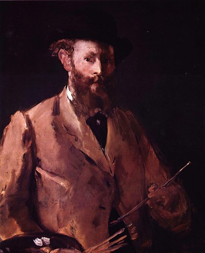 SelbstPortraet mit Palette von Edouard Manet als Kunstdruck auf Leinwand