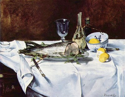 Stillleben mit Lachs von Edouard Manet als Kunstdruck auf Leinwand