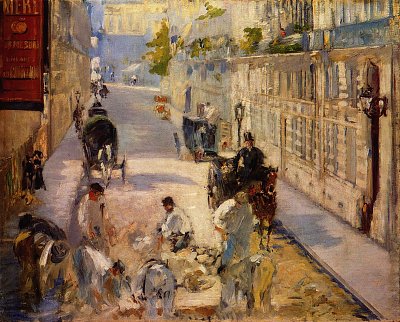 Strassenarbeiter Rue de Berne von Edouard Manet als Kunstdruck auf Leinwand