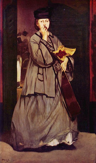 Strassensaengerin von Edouard Manet als Kunstdruck auf Leinwand