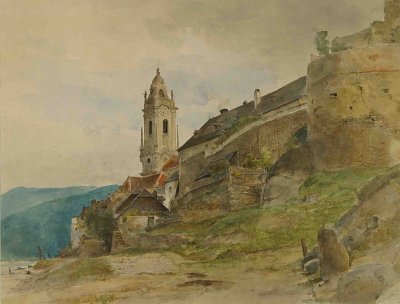 Blick auf Dürnstein von Eduard-Peithner-von-Lichtenfels als Kunstdruck auf Leinwand