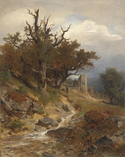 Landschaftsmotiv von Eduard Peithner von Lichtenfels als Kunstdruck auf Leinwand