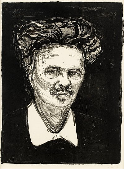 August Strindberg von Edvard Munch als Kunstdruck auf Leinwand