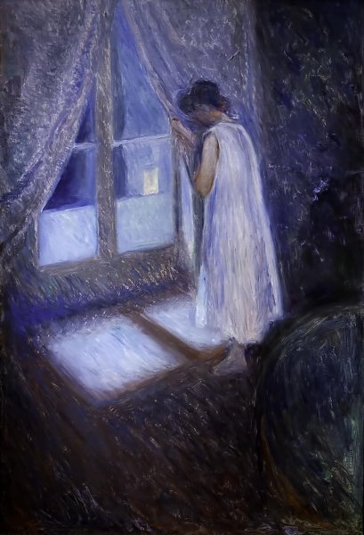 Kunstdruck Girl looking out the window von Edvard Munch als Leinwandbild