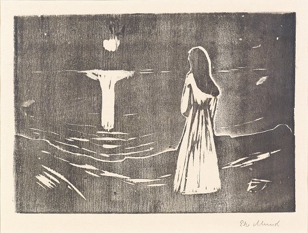 Kunstdruck Mondschein am Meer von Edvard Munch als Leinwandbild