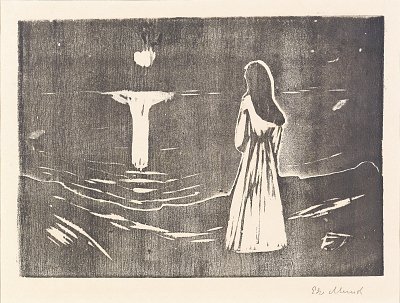 Mondschein am Meer von Edvard Munch als Kunstdruck auf Leinwand